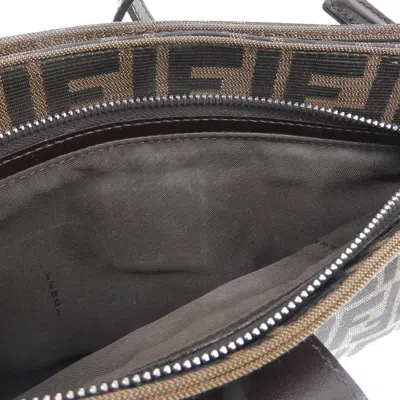 Pre-owned Fendi Zucca Brown Canvas Leather Shoulder Bag ()