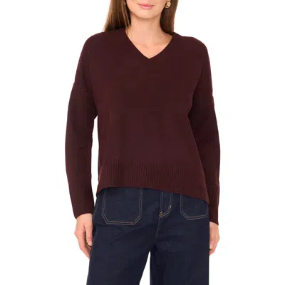 Vince Camuto High-low V-neck Sweater In Red