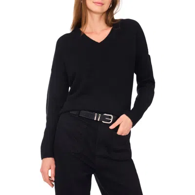 Vince Camuto Contrast High-low Sweater In Black