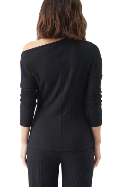 Ripe Maternity Off-shoulder Rib Top In Black
