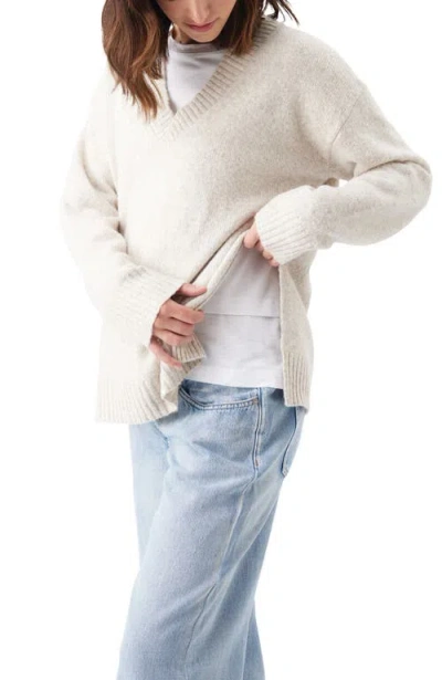 Ripe Maternity Vera Nursing Knit Sweater In White