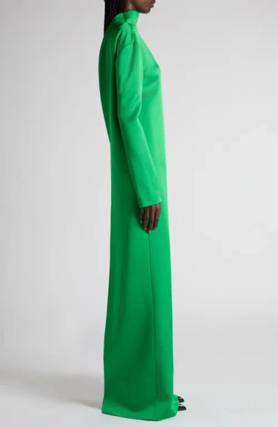 Tom Ford Long Sleeve Shiny Crepe Column Gown In Green
