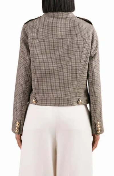 Reiss Womens Neutral Check Jaque Checked Cropped Wool Jacket In Neutral