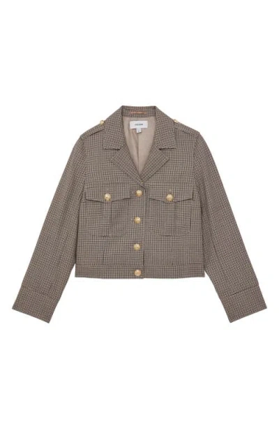 Reiss Womens Neutral Check Jaque Checked Cropped Wool Jacket In Neutral