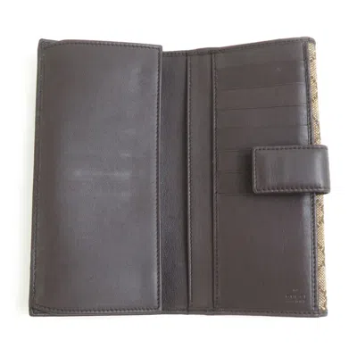 Pre-owned Gucci Beige Blue Brown Canvas Long Wallet (bi-fold) ()