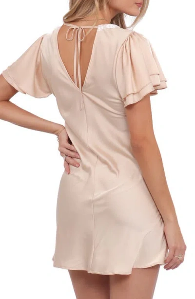 Petal And Pup Petal & Pup Devi Lace & Satin Minidress In Brown