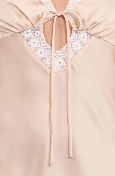 Petal And Pup Petal & Pup Devi Lace & Satin Minidress In Brown