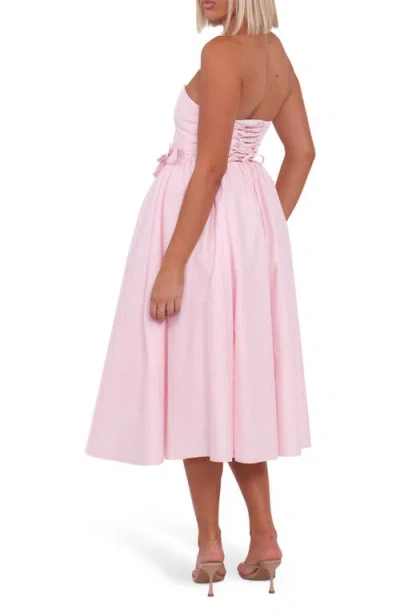 Petal And Pup Petal & Pup Seren Strapless Midi Dress In Pink