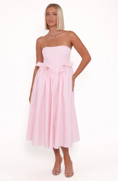Petal And Pup Petal & Pup Seren Strapless Midi Dress In Pink