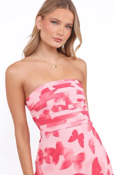 Petal And Pup Petal & Pup Kenna Print Strapless Midi Dress In Pink