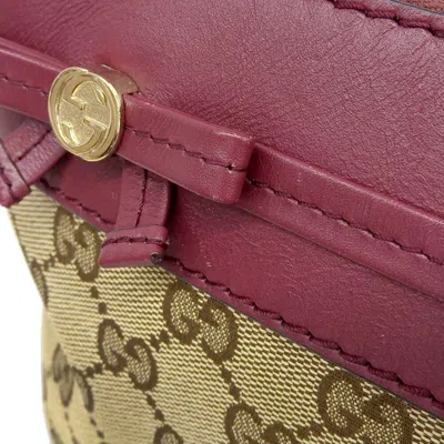 Pre-owned Gucci Beige Red Color Gg Canvas Leather Shoulder Bag ()