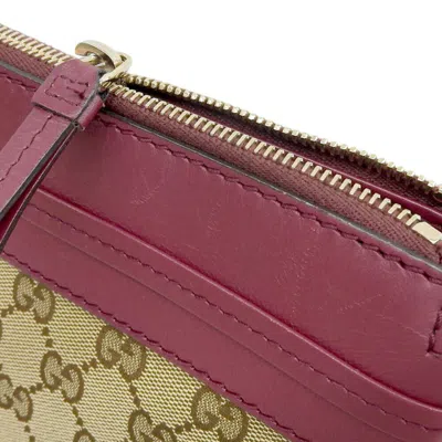 Pre-owned Gucci Beige Red Color Gg Canvas Leather Shoulder Bag ()