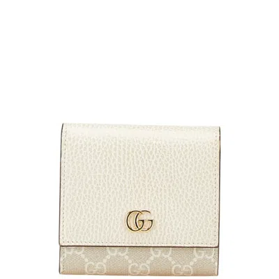 Pre-owned Gucci Beige White Pvc Leather Wallet (bi-fold) () In Multi