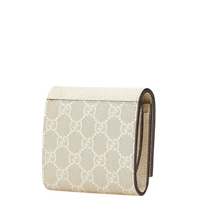Pre-owned Gucci Beige White Pvc Leather Wallet (bi-fold) () In Multi
