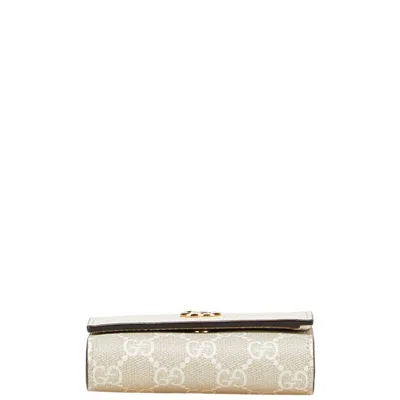 Pre-owned Gucci Beige White Pvc Leather Wallet (bi-fold) () In Multi