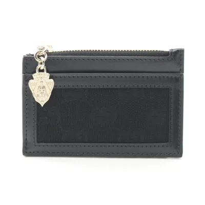 Pre-owned Gucci Black Canvas Leather Coin Purse/coin Case ()