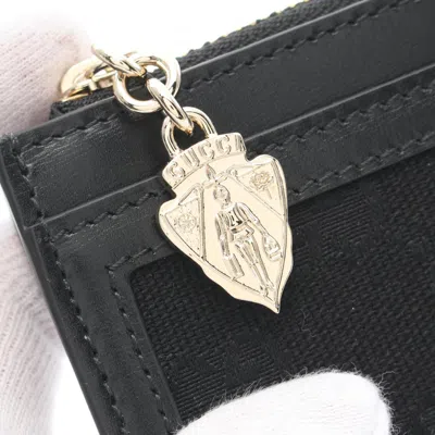 Pre-owned Gucci Black Canvas Leather Coin Purse/coin Case ()