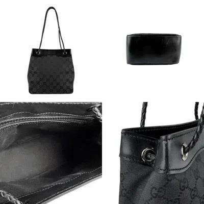 Pre-owned Gucci Black Gg Canvas Leather Shoulder Bag ()