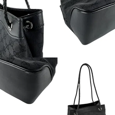 Pre-owned Gucci Black Gg Canvas Leather Shoulder Bag ()