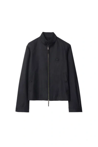 Burberry Wool Harrington Jacket In Black