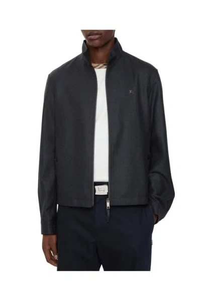 Burberry Wool Harrington Jacket In Black