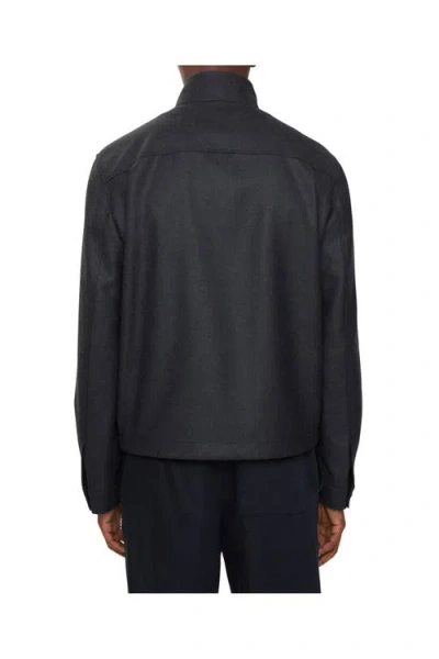 Burberry Wool Harrington Jacket In Black