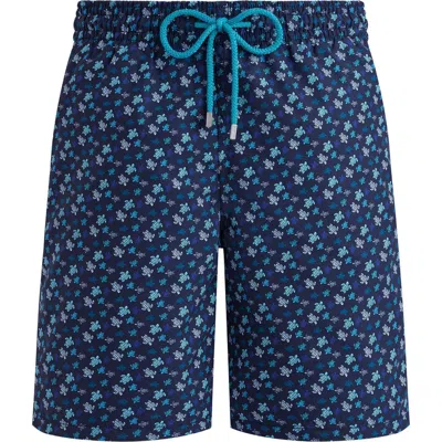Vilebrequin Micro Ronde Des Tortues Rainbow Longer Length Swim Shorts In Blue
