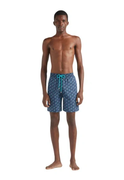 Vilebrequin Micro Ronde Des Tortues Rainbow Longer Length Swim Shorts In Blue