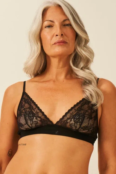 Stripe & Stare Eco Lace Triangle Bra & Original Knicker Set In Black