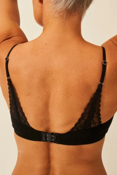 Stripe & Stare Eco Lace Triangle Bra & Original Knicker Set In Black