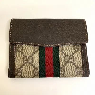 Pre-owned Gucci Brown Gg Supreme Leather Wallet (bi-fold) ()