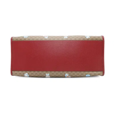 Pre-owned Gucci Brown Red Color Gg Supreme Leather Shoulder Bag Tote Bag ()
