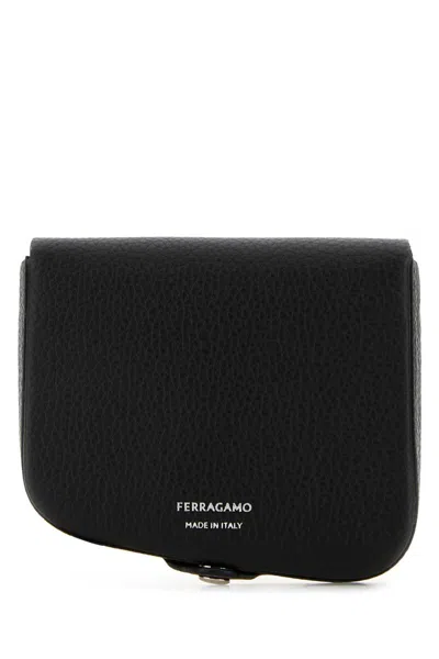 Ferragamo Small Leather Change Purse In Black