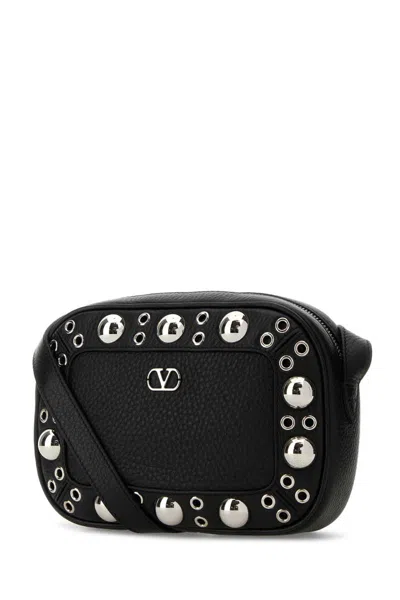 Valentino Nellcote Studded Leather Camera Crossbody Bag In Black
