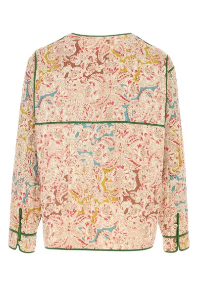 Valentino Linen Shirt With Paisley Pattern And Piping In Multi