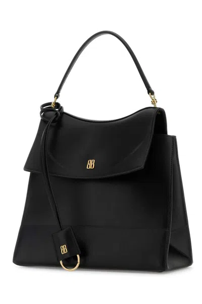 Balenciaga Medium Nano Leather Shoulder Bag In Black