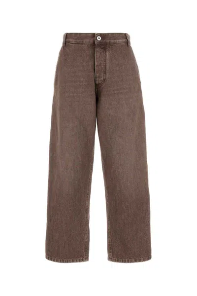 Bottega Veneta Wide-leg Denim Trousers With Pockets And Belt Loops In Brown