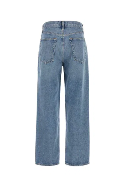 Agolde Franka Pleated High-rise Wide-leg Jeans In Blue