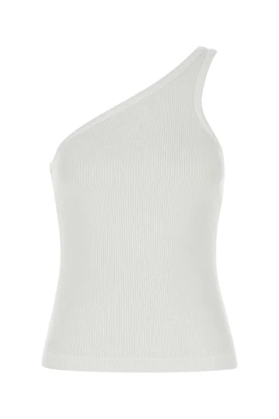 Agolde One-shoulder Ribbed Sleeveless Top In White