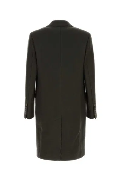 Ami Alexandre Mattiussi Boiled Wool Gabardine Manteau Coat Anthracite In Gray