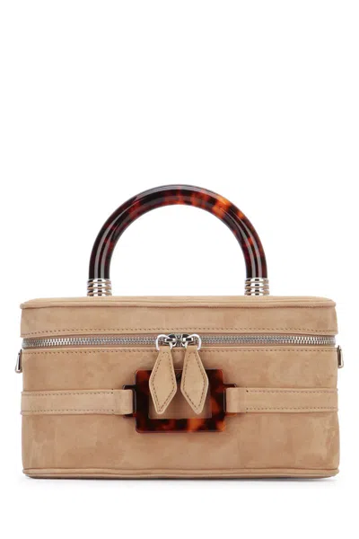 Roger Vivier Belle Vivier Vanity Mini Buckled Suede Clutch In Neutral