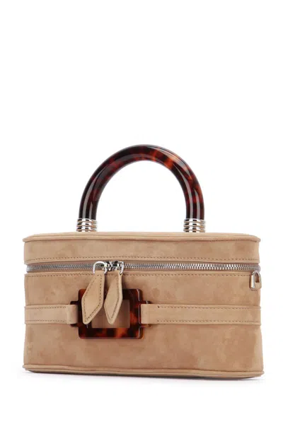 Roger Vivier Belle Vivier Vanity Mini Buckled Suede Clutch In Neutral