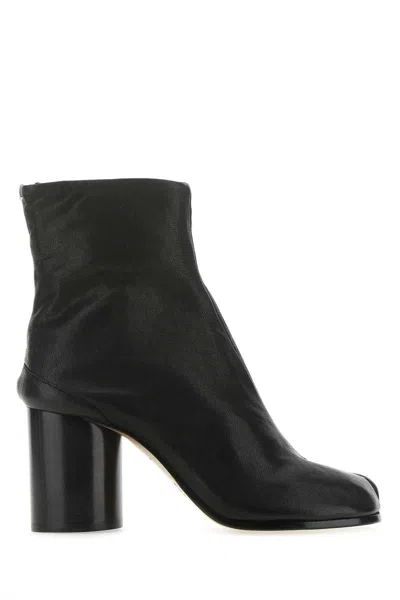 Maison Margiela Glossy Black Split-toe Ankle Boots With Mid-height Block Heel In Black