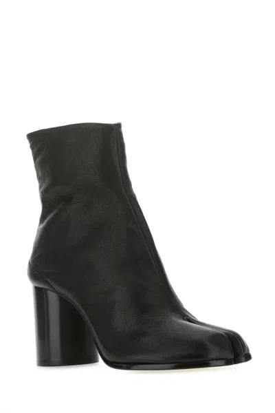 Maison Margiela Glossy Black Split-toe Ankle Boots With Mid-height Block Heel In Black