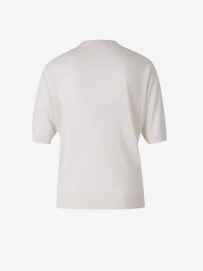 Peserico Round-collar Short-sleeve Sweater In White