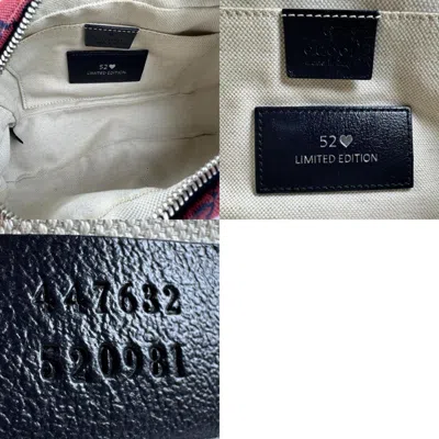 Pre-owned Gucci Navy Red Color Gg Canvas Leather Shoulder Bag ()