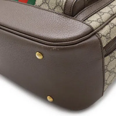 Pre-owned Gucci Ophidia Beige Green Red Color Pvc Leather Backpack ()
