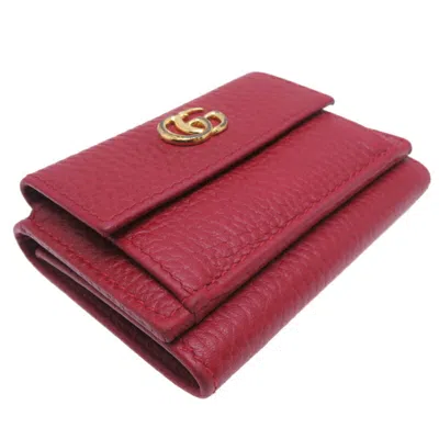 Pre-owned Gucci Red Color Leather Wallet (tri-fold) ()