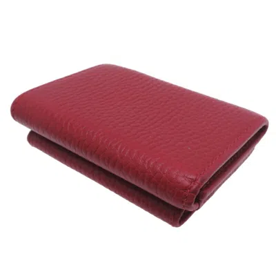 Pre-owned Gucci Red Color Leather Wallet (tri-fold) ()