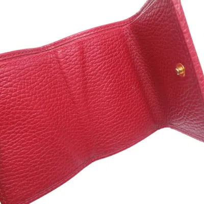 Pre-owned Gucci Red Color Leather Wallet (tri-fold) ()